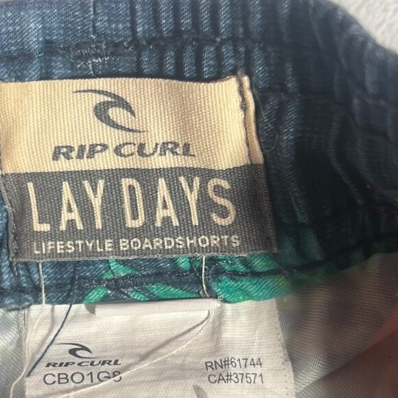 Rip Curl Lay Days Boardshorts Mens M Swim Trunks Parrot Palm Tree Tropical Surf - Picture 3 of 9